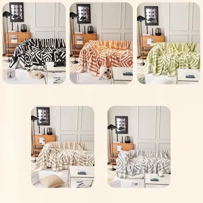 Serviette de canapé en Chenille de Style Boho avec glands