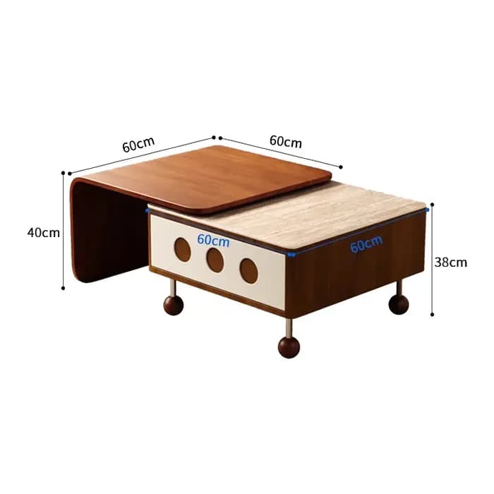 Table basse rétractable à la mode moderne avec rangement Unique Glam