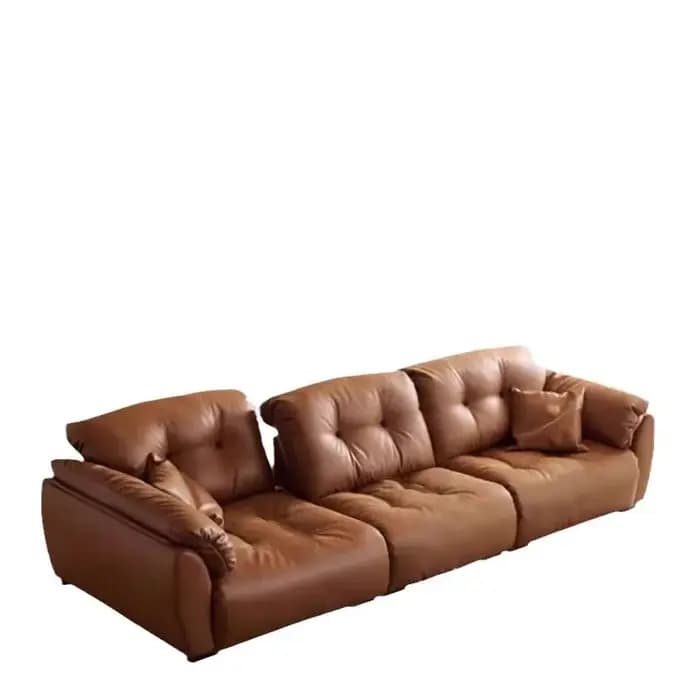 Canapé nuage de style rétro pour salon, petit appartement, en cuir, dossier amovible, style antique