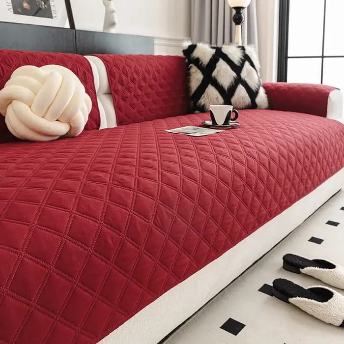 Housse de canapé en tissu brossé rouge pour le Nouvel An chinois