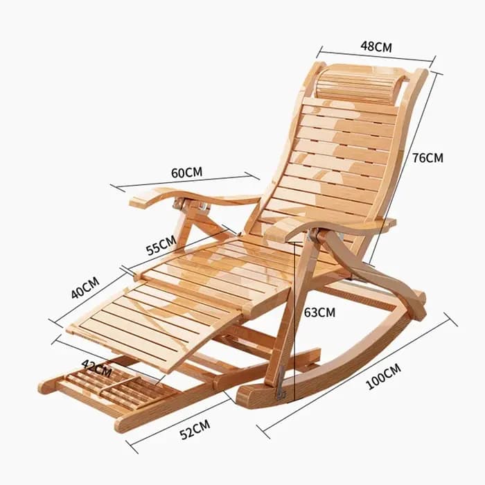 Chaise à bascule en bambou naturel avec pédale de Massage