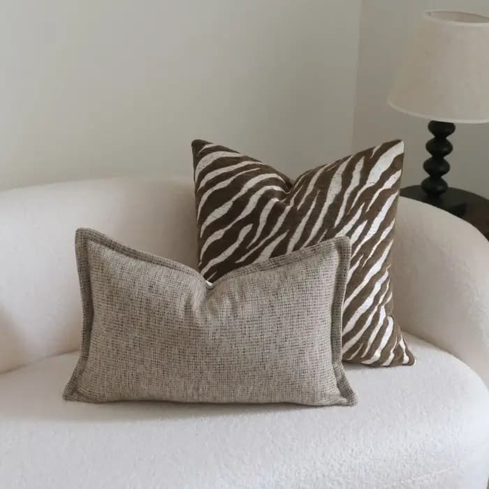 Boho jeter housses de coussin tissé capitonné ferme avec des glands texturés rayé neutre taies d'oreiller décoratives