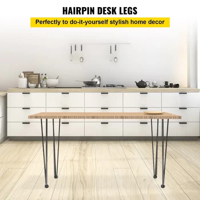 SucceBuy pieds de Table en épingle à cheveux noir, ensemble de 4 pieds de bureau, 3 tiges pour banc,