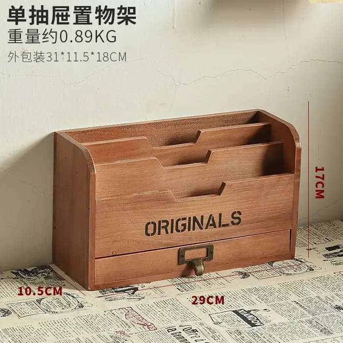 Armoire de rangement rétro en bois massif pour livres de journaux