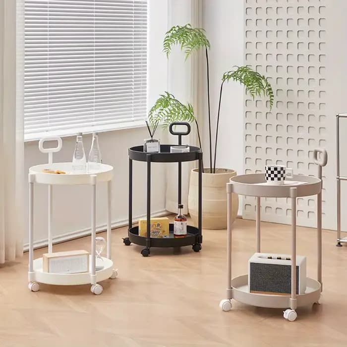 Table d'appoint élégante à 2 niveaux avec roulettes - Table chariot dans le salon | Table de canapé