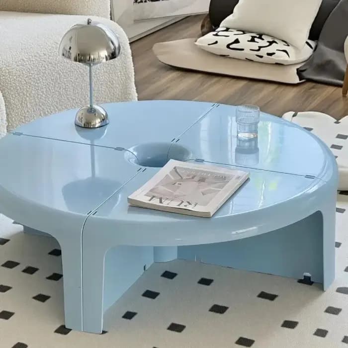 Table basse ronde petite et colorée de style Mid-Century
