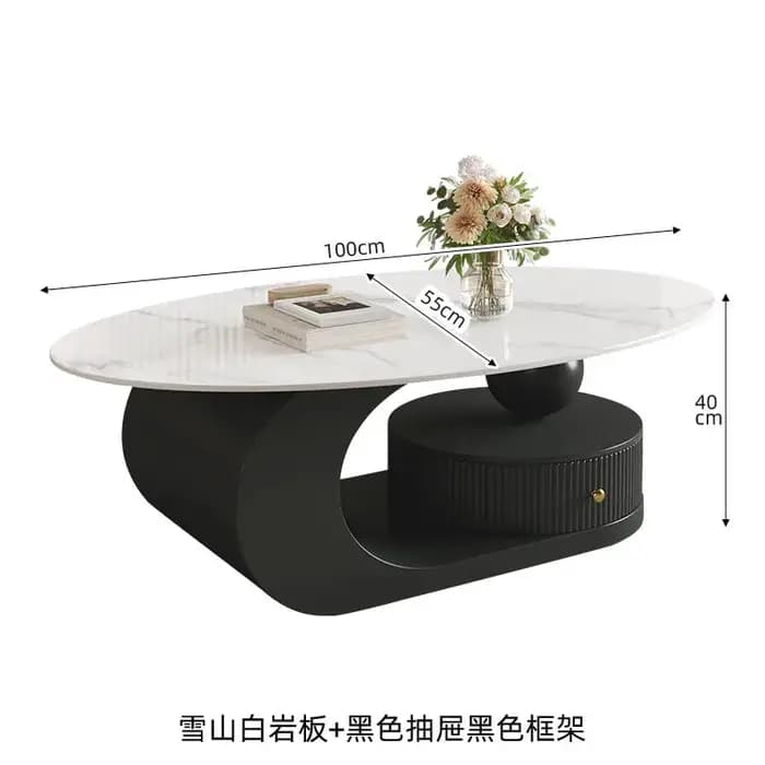 Table basse ovale en marbre pour salon