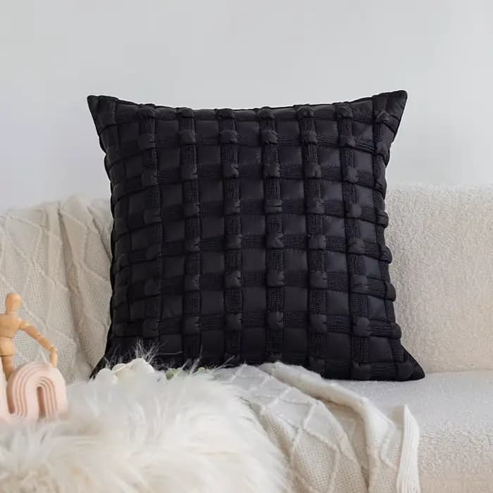 Housse de coussin décorative matelassée douce à carreaux pour canapé, décoration de salon, style crè