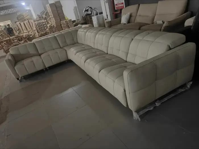 Canapé sectionnel de luxe en cuir véritable, canapé inclinable électrique moderne à double moteur en