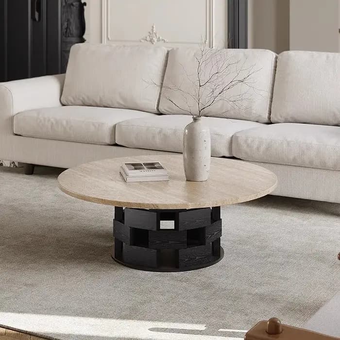 Wabi Sabi Table Basse Rustique Ronde Esthétique Salon Glamour