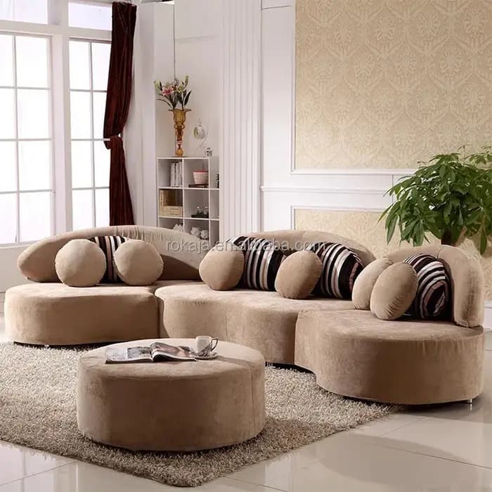 Canapé en tissu velours semi-circulaire