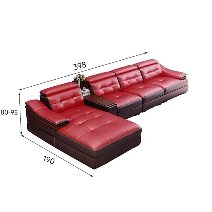 Grand canapé modulaire en forme de U, canapé d'angle en cuir véritable avec accoudoirs larges et gar