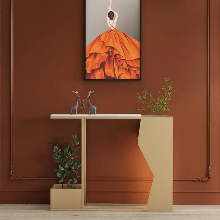 Table Console étroite en or noir
