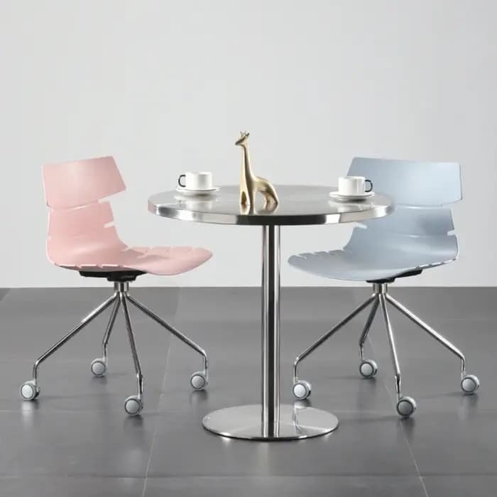 Table de Salle à Manger Ronde en Acier Inoxydable, Mobilier d'Extérieur pour la Maison, Mobile, Simp