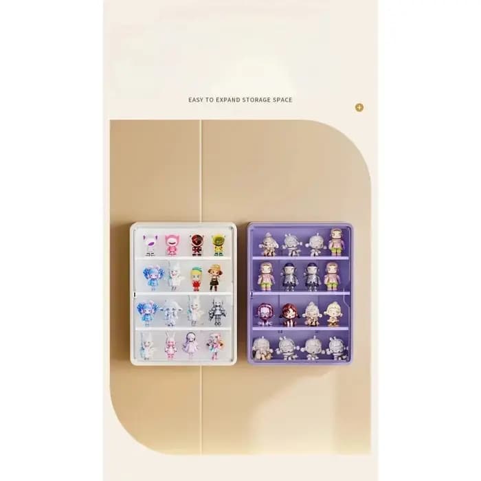 Vitrine murale blanche à 4 niveaux, étagère transparente anti-poussière pour le rangement de figurines Blind Box et la décoration intérieure
