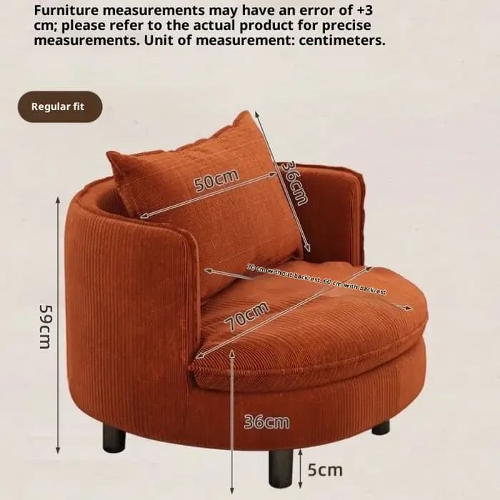 Canapé simple rotatif en tissu, chaise d'appoint paresseuse à dossier rond pour petit appartement, s
