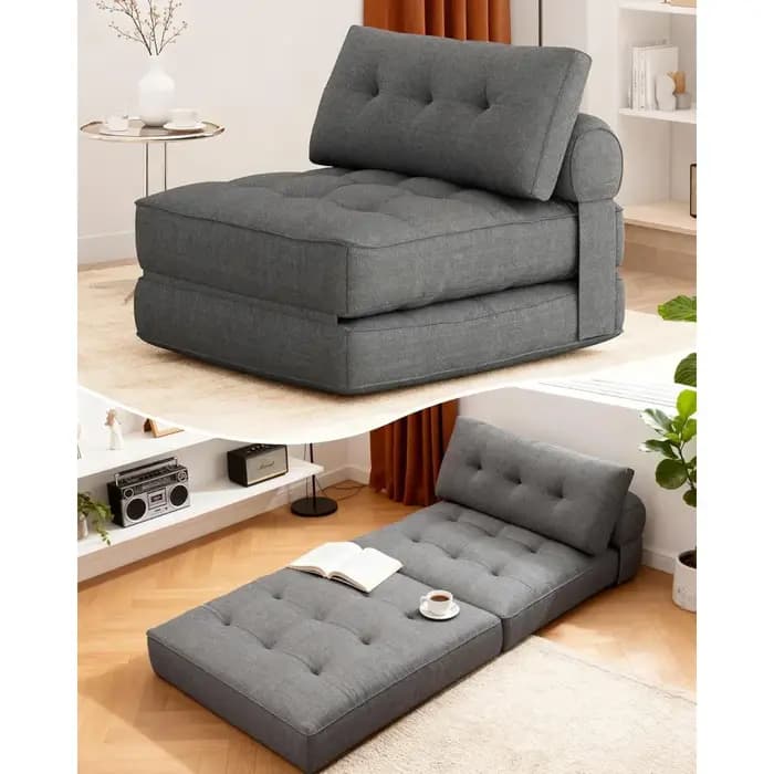 Chaise-lit pliante, chaise convertible 3 en 1 avec oreiller, chaise futon pliable pour salon, person