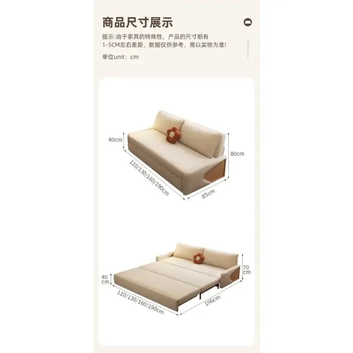 Canapé-lit moderne simple en bois massif pliable pour s'asseoir et couché