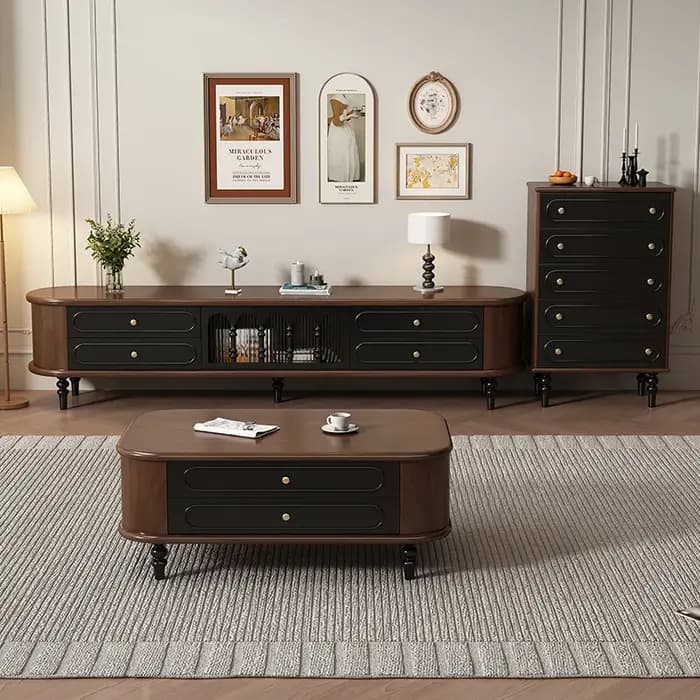 Meuble Tv français rétro de luxe classique avec tiroirs meuble Tv minimaliste à la mode beauté Muebl