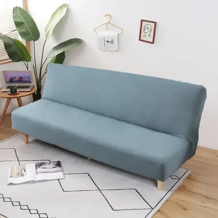 Housse de canapé-lit de couleur unie, 1 pièce, pour salon, housse de siège pliante élastique, sans a