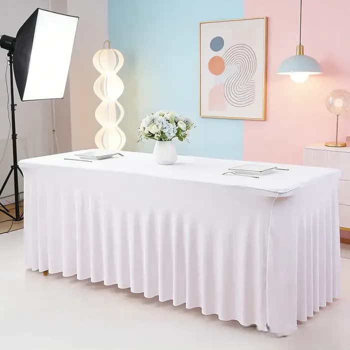 Nappe élastique hôtel conférence salle de réunion bureau Long Rectangle lourd lait soie méduse couverture de Table décoration de mariage