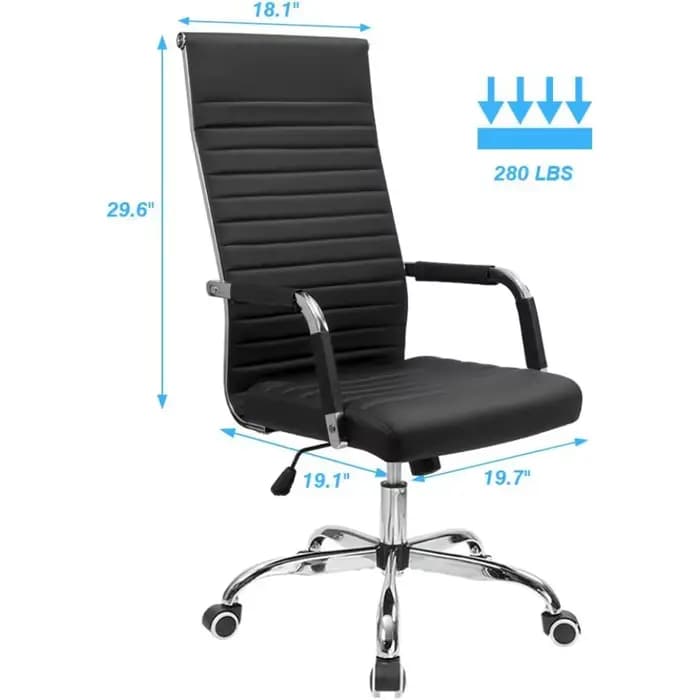 Chaise de bureau nervurée Furmax à dossier haut en cuir PU chaise de conférence de direction chaise