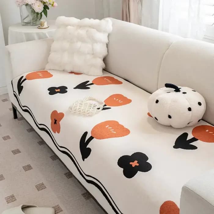 Coussin de canapé universel quatre saisons antidérapant en velours en forme de spirale