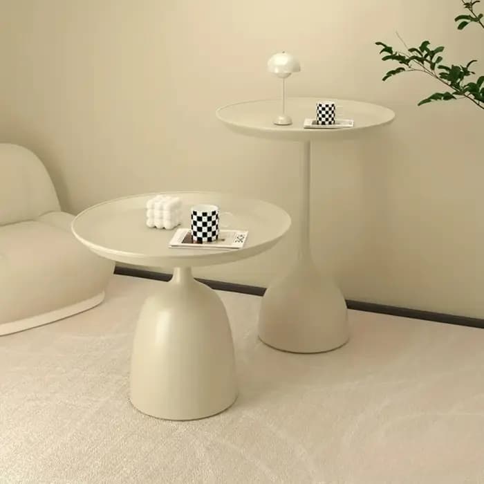 Ensemble de table d'appoint gigogne ronde 2 pièces