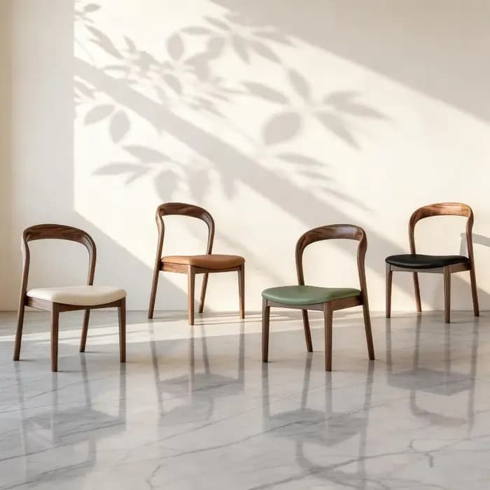 Chaise de salle à manger en bois massif de style mid-century, chaise de loisirs moderne et minimaliste avec dossier, pour bureau d'étude, maison, hôtel, robuste