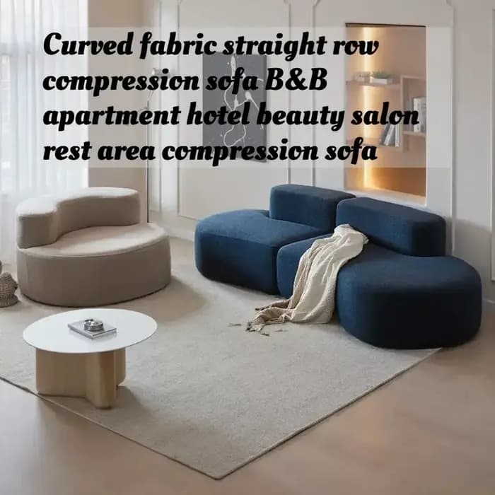 Canapé modulaire rectangulaire incurvé en tissu compressé