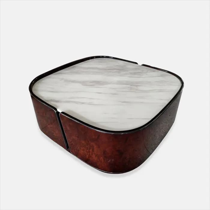 Table basse en marbre avec cadre en placage de champignon de noyer, adaptée aux hôtels et villas, me