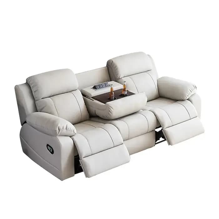 Ensemble de canapé inclinable électrique moderne en cuir PU avec cadre en bois, meubles fonctionnels