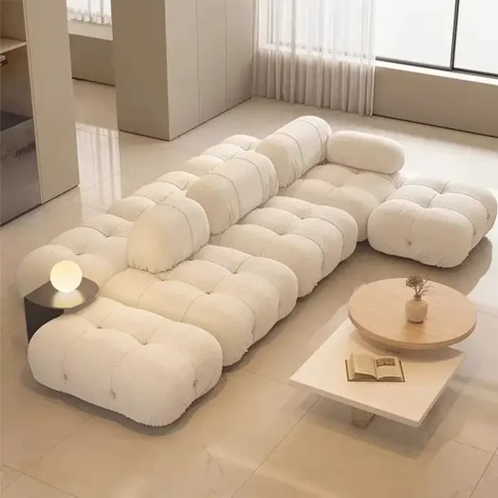 Canapé modulaire en tissu velours blanc Roodtuo moderne pour salon