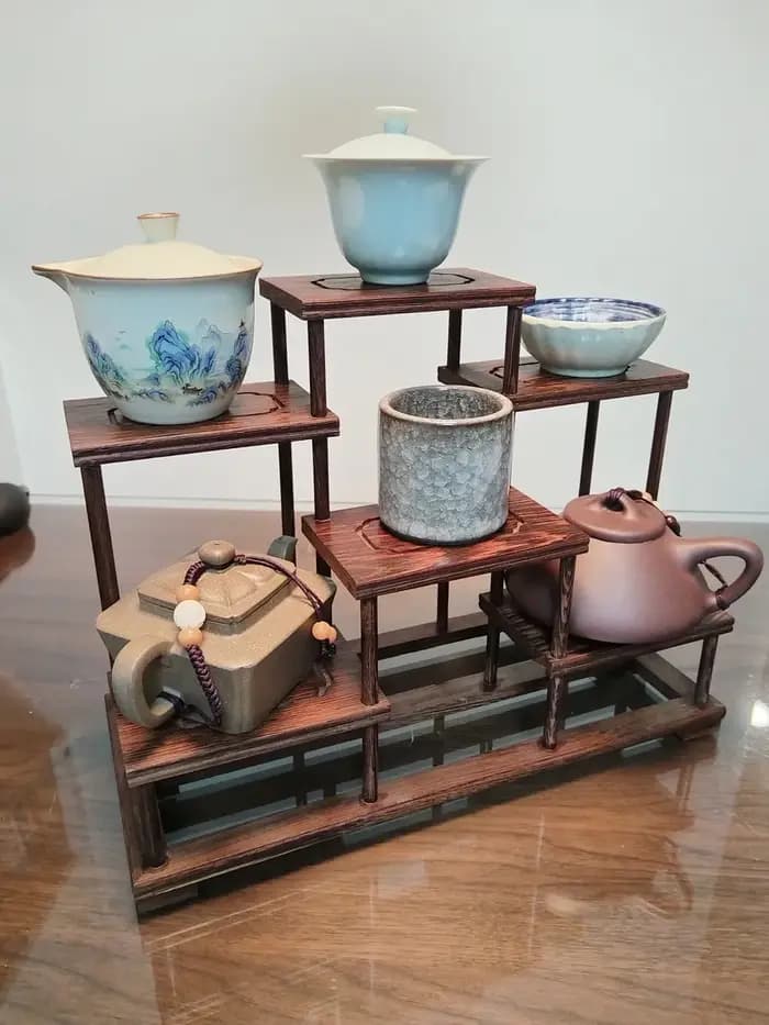 Petite étagère de bureau antique Duobaoge en bois de wengé massif