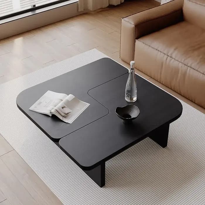 Table basse noire irrégulière Japandi