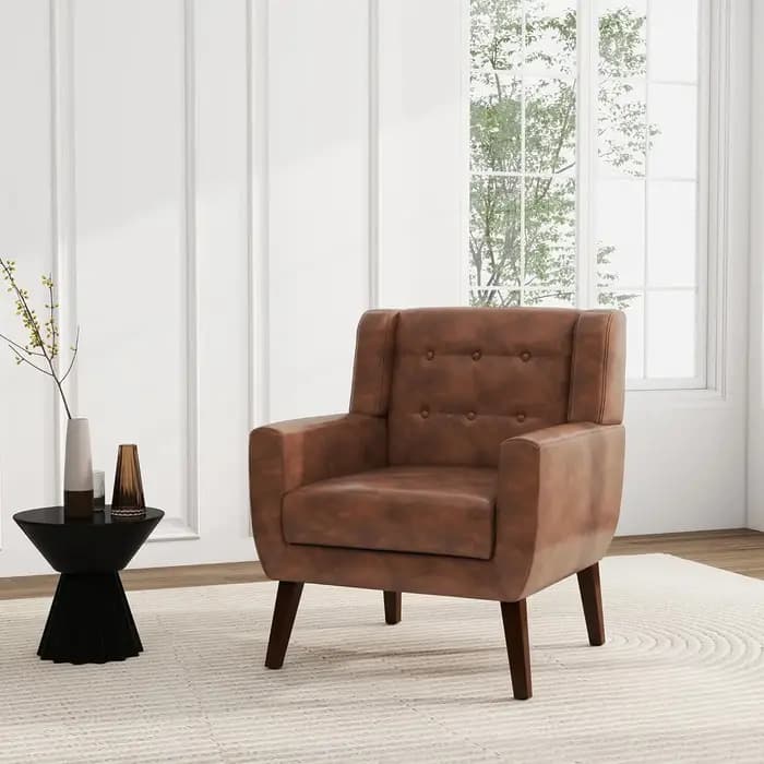 Ensemble de 2 fauteuils d'appoint en cuir PU, fauteuil club moderne rembourré pour salon, canapé sim