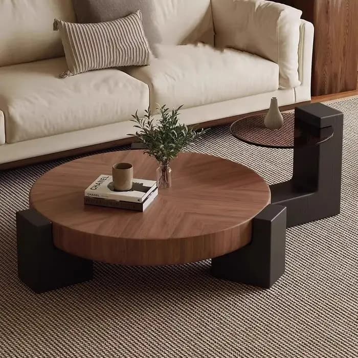 Table Basse ronde Vintage du milieu du siècle Glamour classique rétro Table Basse Design Wabi Sabi T