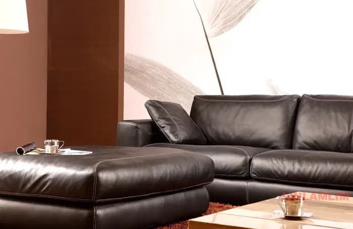 Canapé sectionnel de luxe en cuir véritable