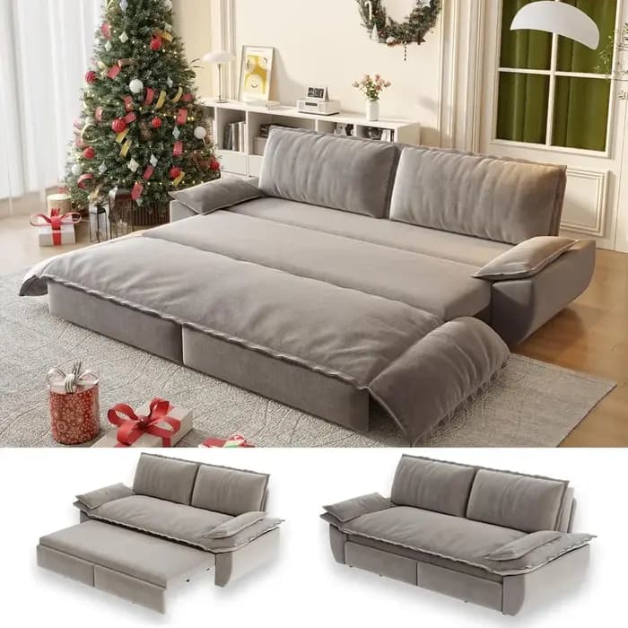 Canapé-lit futon 70,1 pouces, taille Queen, lit escamotable, canapé-lit convertible 3-en-1 avec 2 or