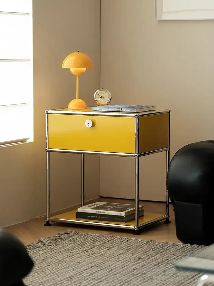 Tables de chevet en métal en acier inoxydable, armoires de rangement, armoires de salon, meubles de