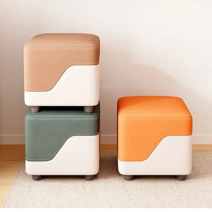 Petits tabourets carrés rembourrés confortables et doux, multi-usages pour salon, canapé, entrée, re