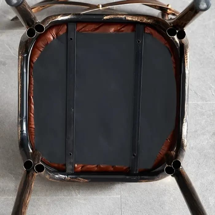 Chaise de salle à manger vintage à dossier haut en cuir