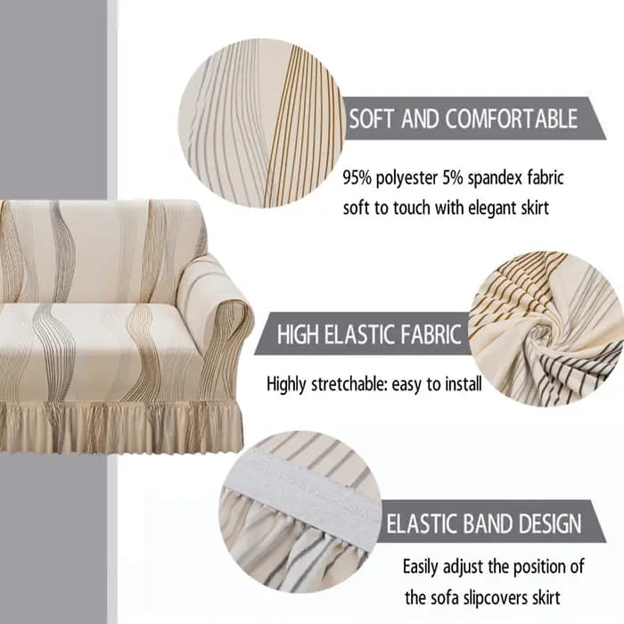 Housse de canapé extensible avec jupe