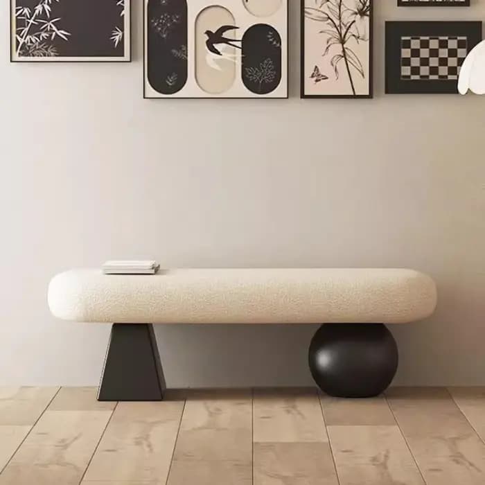  Banc d'entrée nordique en bois massif - Tabouret de salon multifonctionnel, pouf de chevet des