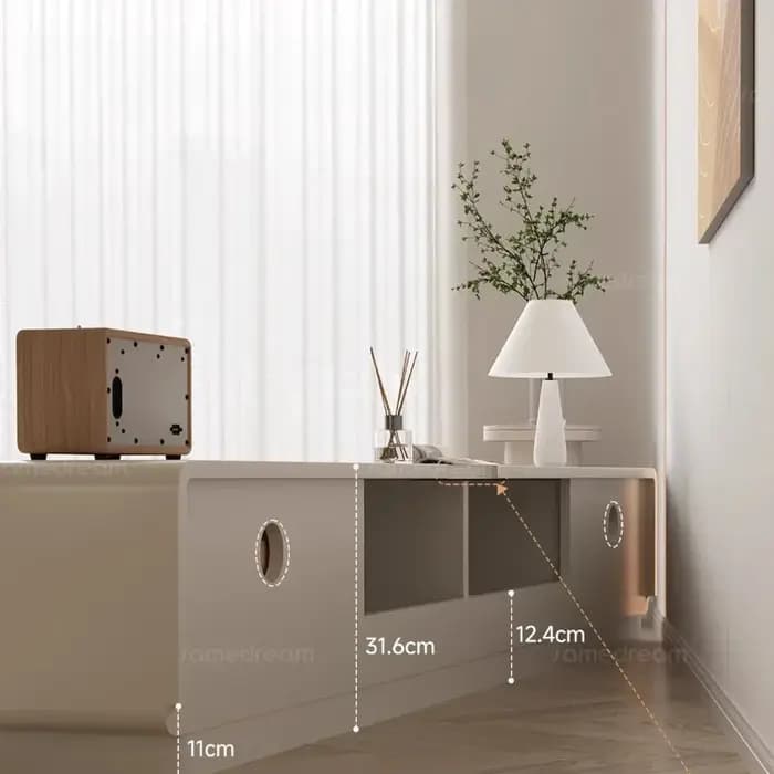 Meuble TV en bois massif avec tiroirs de rangement