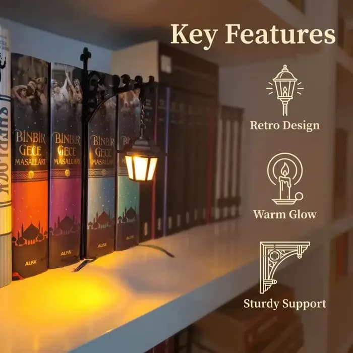 Lanterne de bibliothèque - Éclairage décoratif pour étagère à livres