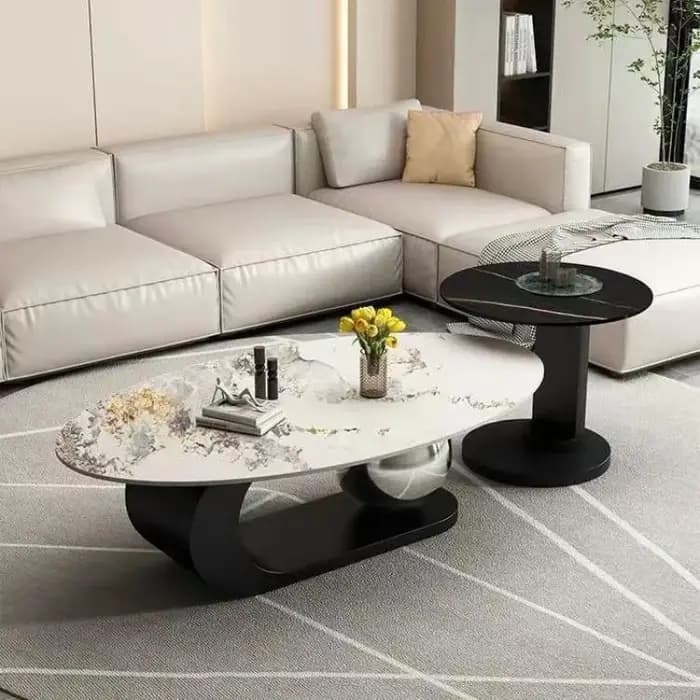Table basse ovale en ardoise
