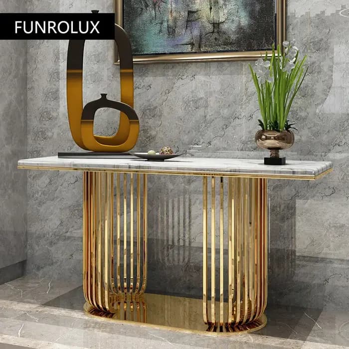 Tables consoles modernes en titane et acier inoxydable