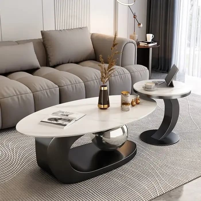 Table basse ovale en ardoise