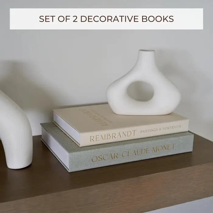 2 faux livres en lin, décoration pour table basse